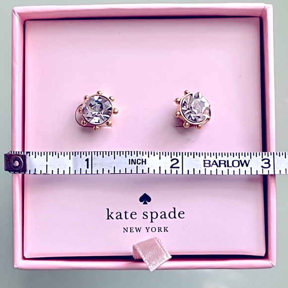 NWT Kate Spade ♠️ Sunburst Design Clear Post Earrings with Gold Accents & Backs - Picture 3 of 4